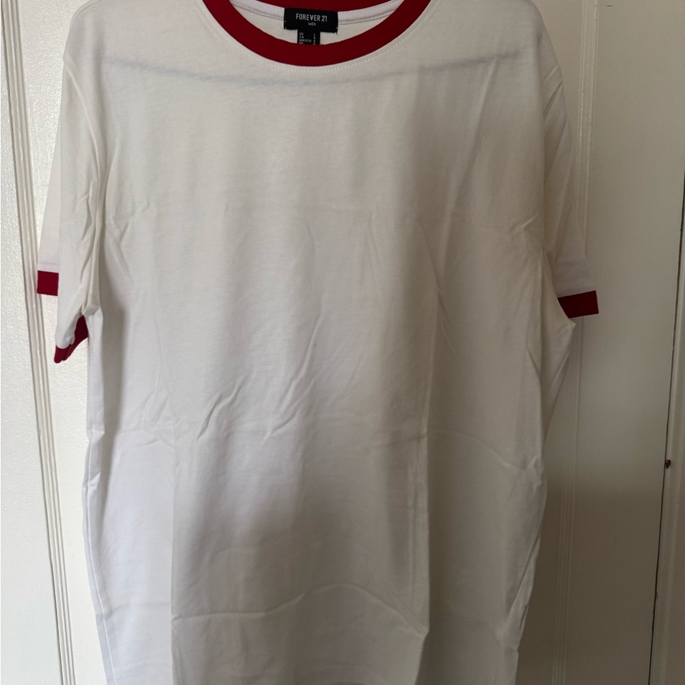 Forever 21 Men’s White Tee with Red Trim